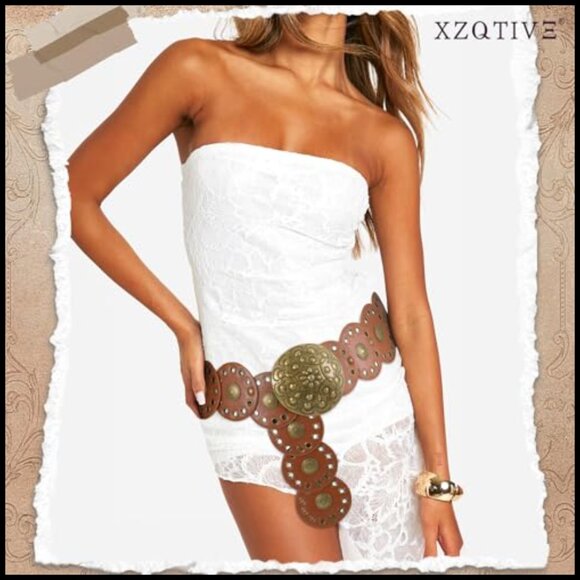 Women\'s Western Belt with Concho Discs Adjustable Cowgirl Waist Faux Leather main image 5